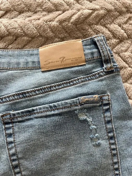 Seven 7 Denim Cutoff Shorts - Light Blue Distressed - Picture 6 of 8